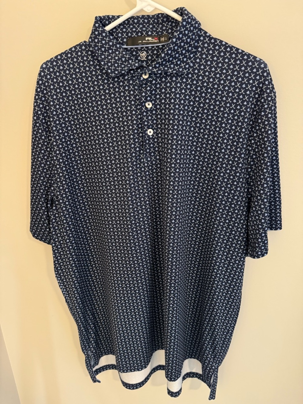 Ralph Lauren Navy Polo with White Micro Cross Print